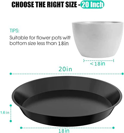 6 Pack Plant Saucer 12 14 16 18 20 22 Inch Plastic Plant Tray, Sturdy and Durable Flower Pot Container Accessories Plant Pot Saucers for Indoor and Outdoor (20 Inch, Black) - size: 20 Inch