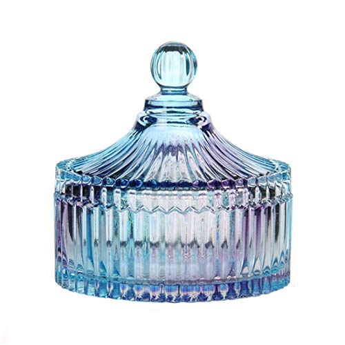 CHOOLD Luxury Colorful Tent Shaped Crystal Candy Jar with Lid,Clear Glass Apothecary Jar Wedding Candy Buffet Jar Food Jar - 10 oz - color: Light-Purple-S