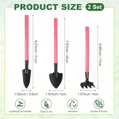M METERXITY 1-Set Mini Gardening Tools, Stainless Steel Miniature Gardening Rake, Trowel, and Shovel for Seedlings/Bonsai/Succulents/Herbs/Terrariums and Planting, Mini Shovel [Pink] - color: Pink
