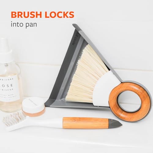 Full Circle Tiny Team, Mini Compact Brush & Dustpan Set, White - color: White