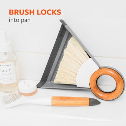 Full Circle Tiny Team, Mini Compact Brush & Dustpan Set, White - color: White