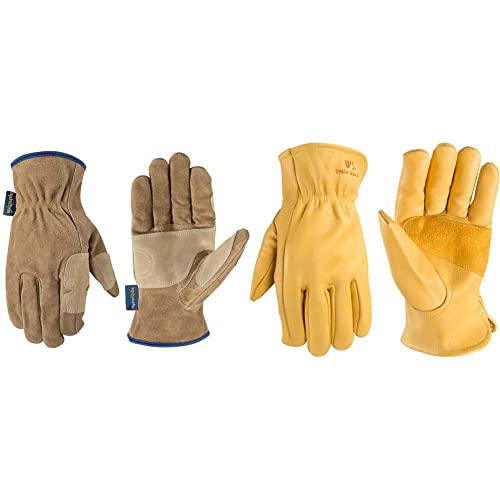 Wells Lamont Men's Cowhide Leather Work Gloves Bundle (2 pairs) - size: Large (Pack of 1), style: Work Gloves + Work Gloves Large (1129l)