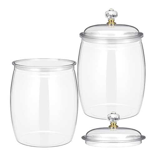 2-Piece Clear Plastic Jars,78 oz Airtight Food Storage Canisters for Candy, Cookies, & Kitchen Organization,Apothecary Jar, Buffet Containers, Large Reusable Jars for Home Decoration