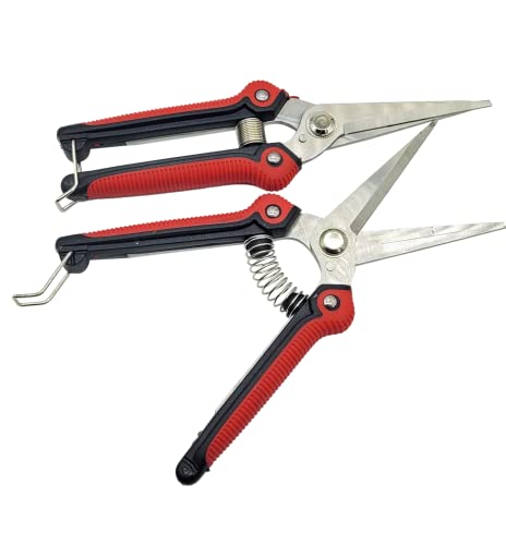 Hi Strength Stainless Steel Garden Clippers, Plant Trimming Scissors, Bonsai Snips, Hand Pruners Rose Flower Hedge Tree Plant Cutter with Comfort Handle- 2 Pack