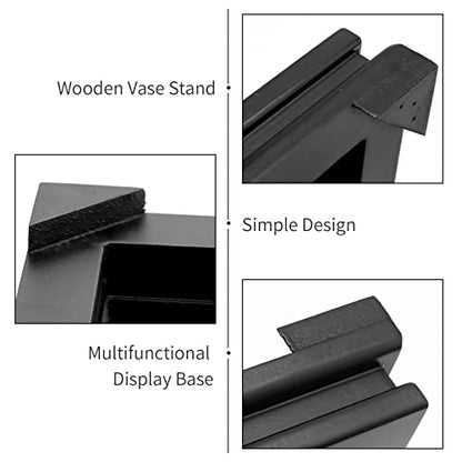 Hoypeyfiy Wooden Display Stand, Black Square Wood Display Base for Teapot Vase Bonsai Pot Statue Ornament Tabletop Home Decoration, 9.09 x 9.09 x 1.69 Inch