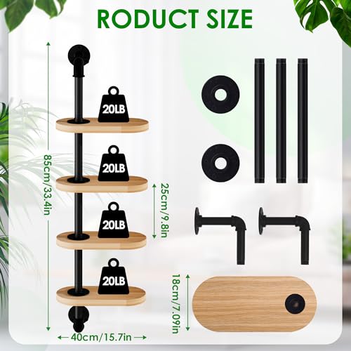 Rotating Window Plant Shelves for Optimal Plant Light Exposur 4-Tier Wooden Hanging Plant Shelf 15.7 Inches Flower Pot Organizer for Indoor Balcony Bedroom Bathroom Home Decoration