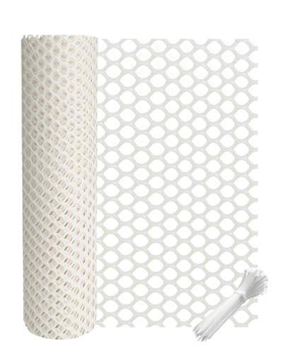 vensovo Plastic Chicken Wire Mesh, 15.7" x 33 FT, White Garden Fence - color: White, size: 16IN x 33FT