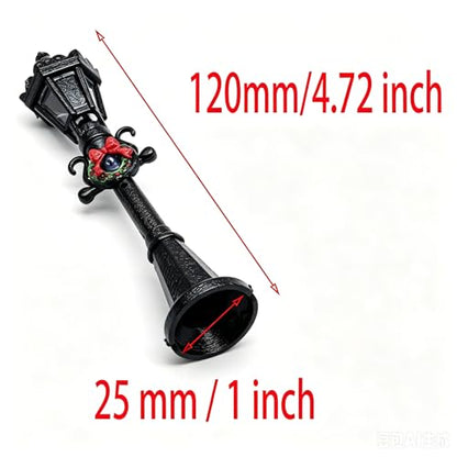 10 Pcs Black 12CM with Floral Wreath Miniature Street Lamp Mini Street Light Models Miniature Village Pathway Lantern Post for DIY Micro Landscape Fairy Garden Accessories