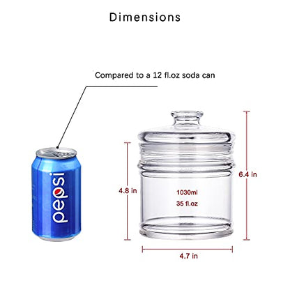 35 oz Reinforced Small Acrylic Storage Jar, Airtight Lid Cookie Jar | Suitable for Cookies, Dried Fruits, Nuts, Herbs,Cereals,etc - size: Standard 1030 ml