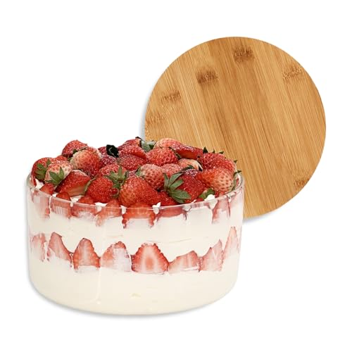 104oz Large Glass Trifle Bowl with Lid, Modern Design Clear Glass Round Dessert Centerpiece Serving Bowl for Laying Ice Cream Cakes, Salad, Fruit, Microwave & Dishwasher Safe - size: Glass bowl with lid