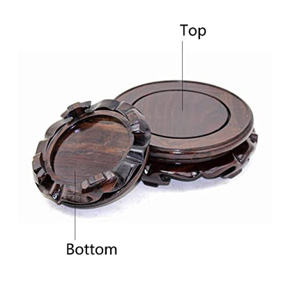 Oriental Furniture Wooden Display Stand Base Lotus Pedestal Vase Base Table Lamp Teapot Base Black Catalpa Furniture Stable Home Decoration Size6 (4.37x1.38in)