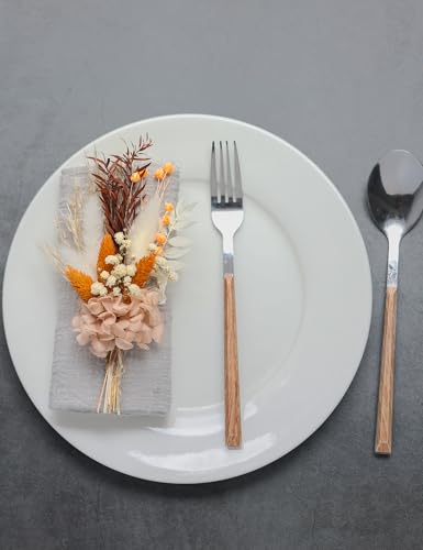 xin's convey Mini Dried Flower Bouquet Set of 6, Groom's and Best Man's Boutonnieres, Dried Flower Gift Box, Boho Wedding Plate Decoration, Birthday Cake Arrangement (Terracotta) - color: Terracotta