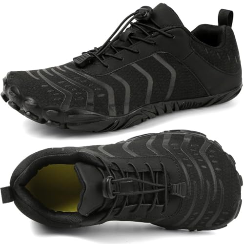 Barefoot Shoes Men Women Minimalist Shoes Zero Drop Workout Cross-Trainer Hiking Water Wide Toe Box Grounded Footwear Weightlifting Walking - color: Black, size: 5.5 Women/4.5 Men