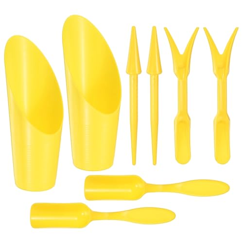 M METERXITY 2-Set Garden Shovel Hand Tools Transplanting Succulent Cultivation Digging Scoops Kits, Plastic Mini Garden Tool Set for Flower Planting/Bonsai Potting [Yellow] - color: Yellow