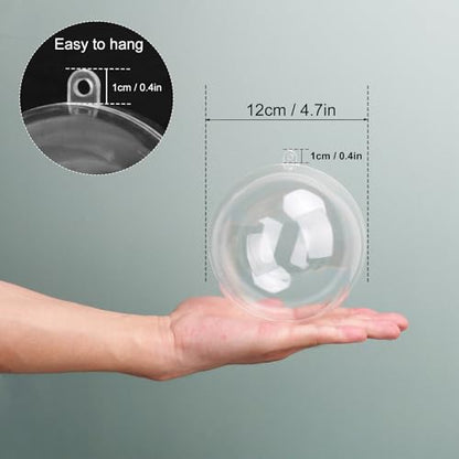 20 Pcs 4.72 Inch Clear Acrylic Fillable Balls, Christmas DIY Fillable Ornaments Balls, Acrylic Ornaments Ball for Christmas, Holidays, Weddings, Parties, and Home Decor - size: 20 Pcs 4.72 Inch Fillable Balls
