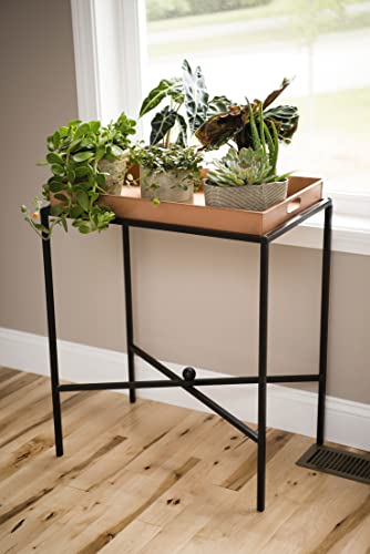 Gardener's Supply Company Essex Butler's Tray Plant Stand | Sturdy Indoor Potted Plants & Flower Holder with Watertight Planter Tray for Water Spills and Easy Transport | Easy to Install