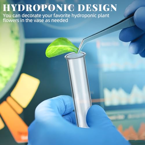 Kisangel 4pcs Plant Glass Test Tube, Clear Plant Propagation Tubes Hydroponic Glass Flower Vases for Home Garden Arrangement Water