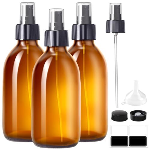 Tecohouse 8.8 oz Amber Glass Spray Bottles 3 Pack Empty Spray Bottle