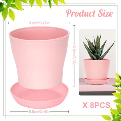 8 Pcs Flower Pot,Pots for Planting,3.8" Nursery Pot,Plastic Plant Pots Indoor for Plants Garden Succulent Pot,Gardening Gifts Herb Garden Planter,Seedling Planter - color: Pink