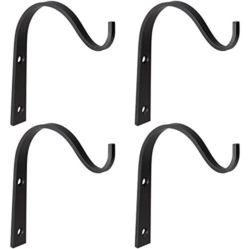 Mkono 4 Pack Iron Wall Hooks for Hanging Plant Lanterns, Plant Hanger Fence Metal Bracket for Bird Feeders, Wind Chimes, Mason Jar Sconces, Light Outdoor Indoor Rustic Home Decor, 6 Inch - size: Medium