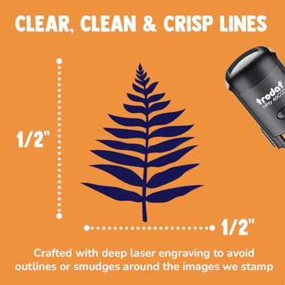 Fern Leaf Self-Inking Rubber Stamp for Stamping Ink Stamper Crafting Planners - 1/2 Inch Mini - Yellow Ink - color: Yellow, size: 1/2 Inch Mini