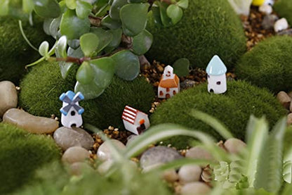 4PCS House Fairy Garden Supplies, Miniature Figurines & Accessories, DIY Kit, Micro Landscape Ornaments, Fairy Garden Animals - color: 4house