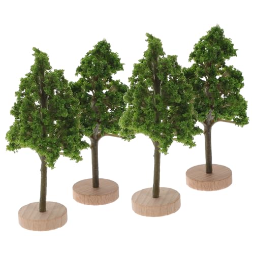 Kichvoe Miniature Street Trees 4 Pack Wood Model Trees for Diorama Model Train Scenery Table Landscape Decor Micro Landscaping Mini Tree Props for DIY Craft Projects and Home Desktop Decoration