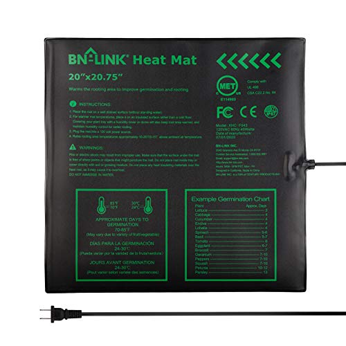 BN-LINK 20" x 20.75" Seedling Heat Mat for Seed Starting Plants Germination | Durable Waterproof Warming Mat Plant Heating Pad for Seed Starter, Indoor Growing, Hydroponic, Greenhouse, ETL Listed - size: 20 x 20.75