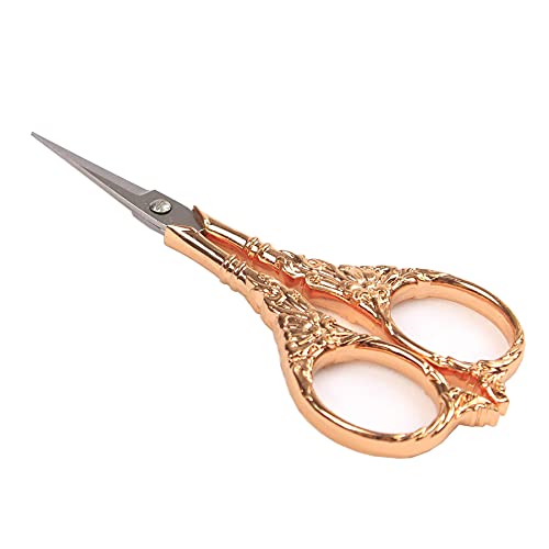 BIHRTC Vintage European Style Scissors Stainless Steel for Cross Stitch Cutting Embroidery Sewing Handcraft Craft Art Work DIY Tool(Rose Gold) - color: Rose Gold, size: 4.5 IN