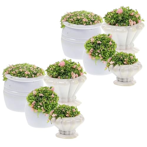 Abaodam 8Pcs Dollhouse Plants 1 12 Scale Miniature Fairy Garden Accessories | Mini Plants for Dollhouse Enthusiasts DIY Craft Lovers Plastic Miniature Flower Pots 4 Types