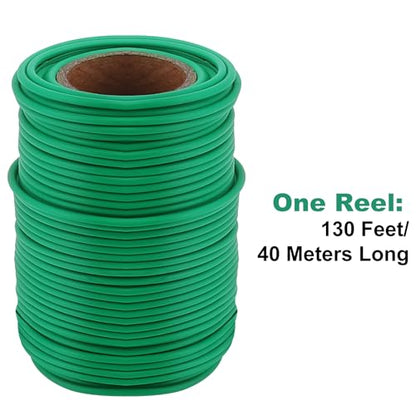TELENT OUTDOORS 130 Feet Soft Plant Tie Green Twist Garden Ties for Plants Gardening Home Office Organization TPR Garden Ties Supplies with 2.5mm Diameter - color: green
