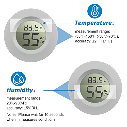 Weewooday 8 Pcs Mini Hygrometer Thermometer Digital LCD, Black, White | Monitor Indoor Outdoor Room, Humidity Meter Temperature Gauge for Greenhouse Garden Reptile Incubator Cellar,℉ or ℃ - size: Black, White