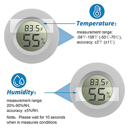 Weewooday 8 Pcs Mini Hygrometer Thermometer Digital LCD, Black, White | Monitor Indoor Outdoor Room, Humidity Meter Temperature Gauge for Greenhouse Garden Reptile Incubator Cellar,℉ or ℃ - size: Black, White