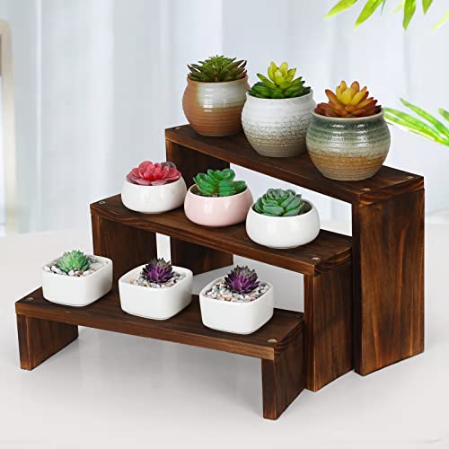 Desk Plant Stand Windowsill Plant Shelf 3 Tiers Wooden Table Plant Shelves