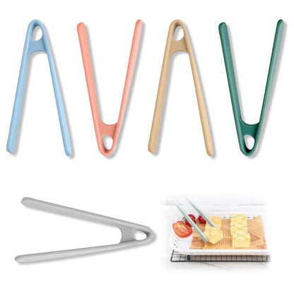 5 Pcs Silicone Mini Tongs Set, 5.5 Inch Small Kitchen Tongs in 5 Colors, Multipurpose Silicone Tongs for Food Serving, Cooking, Baking & Kitchen Tasks, Heat - Resistant Non - Stick Utensils