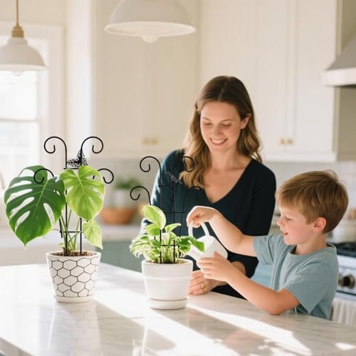 Coomin Indoor Plant Trellis for Potted Plants with Buttrtflies, 14.5in 2p | Metal House Plant Trellis for Climbing Plants, Climber Plant Support for Hoya Pothos Ivy - size: 14.5in(H)/2p butterflies