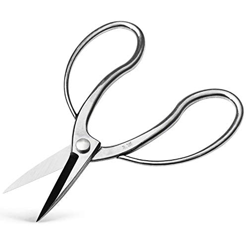Wazakura Stainless Steel Series Traditional Bonsai Scissors, Made in Japan 7 in (180 mm), Hasami Pruning Shears, Professional Garden Tools (Traditional Stainless Steel)