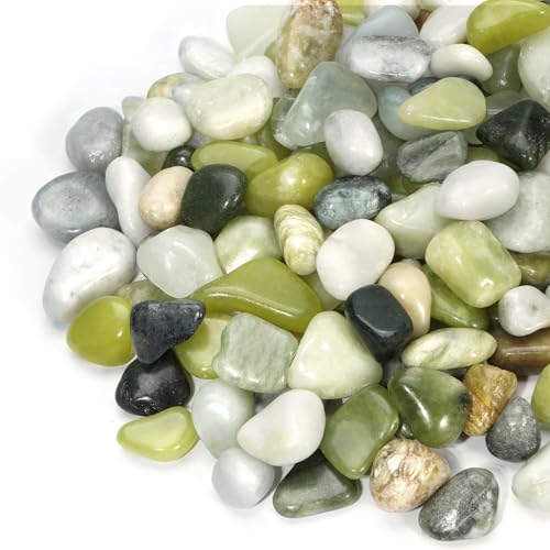 2.2lb Jade Pebbles for Indoor Plants, 1/2 Inch Decorative Rocks | Rocks for Potted Plants, Natural Polished Pebbles for Vases, Succulent, Planters, Landscaping Drainage and Outdoor Gardening - color: Jade, size: 1/2 Inch 2.2 Lb
