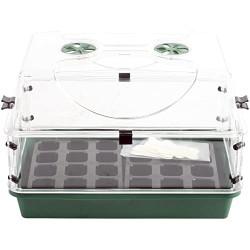 EarlyGrow Domed Propagator with 1 Height Extender, Seedling Trays, and Locking Clip Set, Green, Medium (97008) - size: Medium
