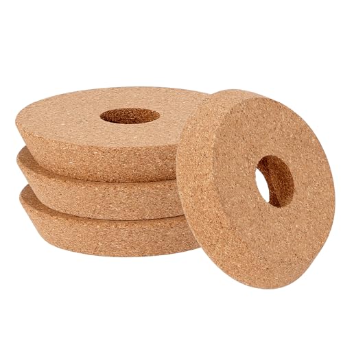 DLUGOPIS 4 Pieces Cork lids for Glass Planter 3.8-4.4 Inch Plant Corks with Center Hole Hydroponic Planter Lids Hydroponic Vase Lids for Terrarium