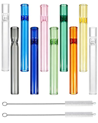 10 Pcs Borosilicate Glass Tubes 4 Inch (10 cm), Thick Glass Blowing Tubes, 2mm Wall Heat Resistant for Lab Experiments DIY Projects Industrial Use, Acid Alkali Resistant, Multicolor - size: 10 Pack Multicolor Tubes W 2 Brushes