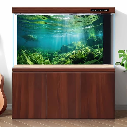 Under The Sea Fish Tank Background Aquatic Plants Deep Sea Aquarium Background Underwater Sunray Rock with Moss Terrarium Backgrounds Deep Ocean Floor Tropical Fish Tank Backgrounds 24x12in - color: Light Green, size: 24(W)x12(H)inches/ 60(W)*30cm(H)