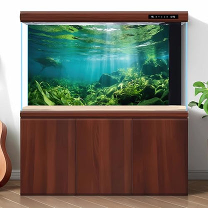 Under The Sea Fish Tank Background Aquatic Plants Deep Sea Aquarium Background Underwater Sunray Rock with Moss Terrarium Backgrounds Deep Ocean Floor Tropical Fish Tank Backgrounds 24x12in - color: Light Green, size: 24(W)x12(H)inches/ 60(W)*30cm(H)