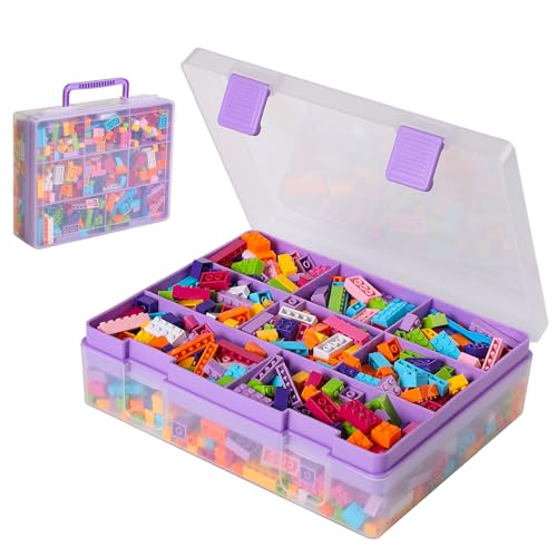 Douorgan Toy Storage Organizer for Lego Stackable Organizer Bins Portable Organizer Containers Storage Box Plastic Case for Bead Bracelet Making DIY Jewelry Nail Charms (Purple) - color: Purple