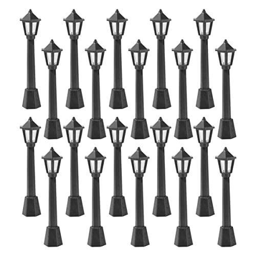 Healifty 20Pcs Micro Landscape Mini Lamp Posts Simulation Street Lights for DIY Garden Model Decoration 3.14In Miniature Lamps for Home Decor and Craft Projects