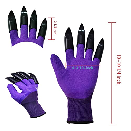 DCCPAA Garden Gloves with Claws,Claw Gardening Gloves for Digging,Planting, Weeding, Seeding-Waterproof for Men and Women - color: 2 Purple