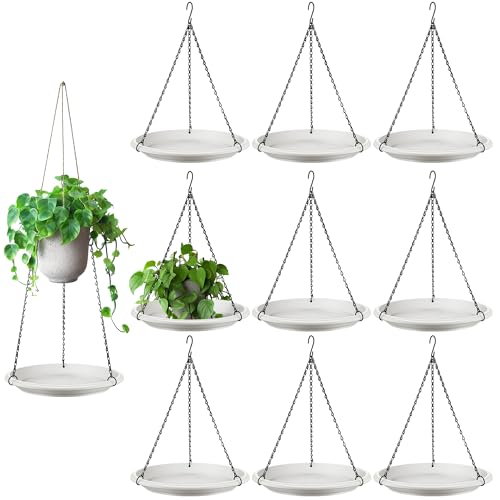 Hanging Planter for Plant, 12" Plant Saucer with Chain(10 Pcs,White） - color: White