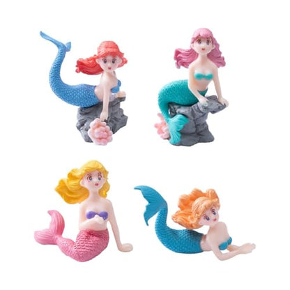 4 Pcs Mini Mermaid Figurines,Fairy Garden Accessories for Cake Decor