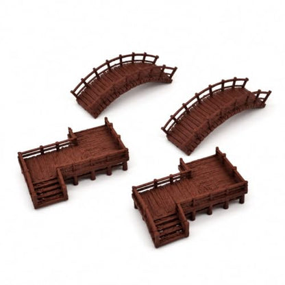 LOGOFUN 4PCS Miniature Arch Bridge Chinese Garden Z Shaped Bridges