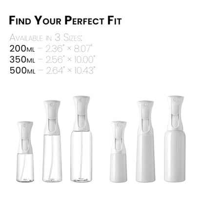 Mistifi Continuous Ultra Fine Mist Spray Bottle – Refillable Water Mister for Hair, Hairstyling, Barber, Salon, Plants, Cleaning, Skincare – (350ml 1Pc, Transparent bottle) - color: Transparent bottle, style: 350ml 1Pc